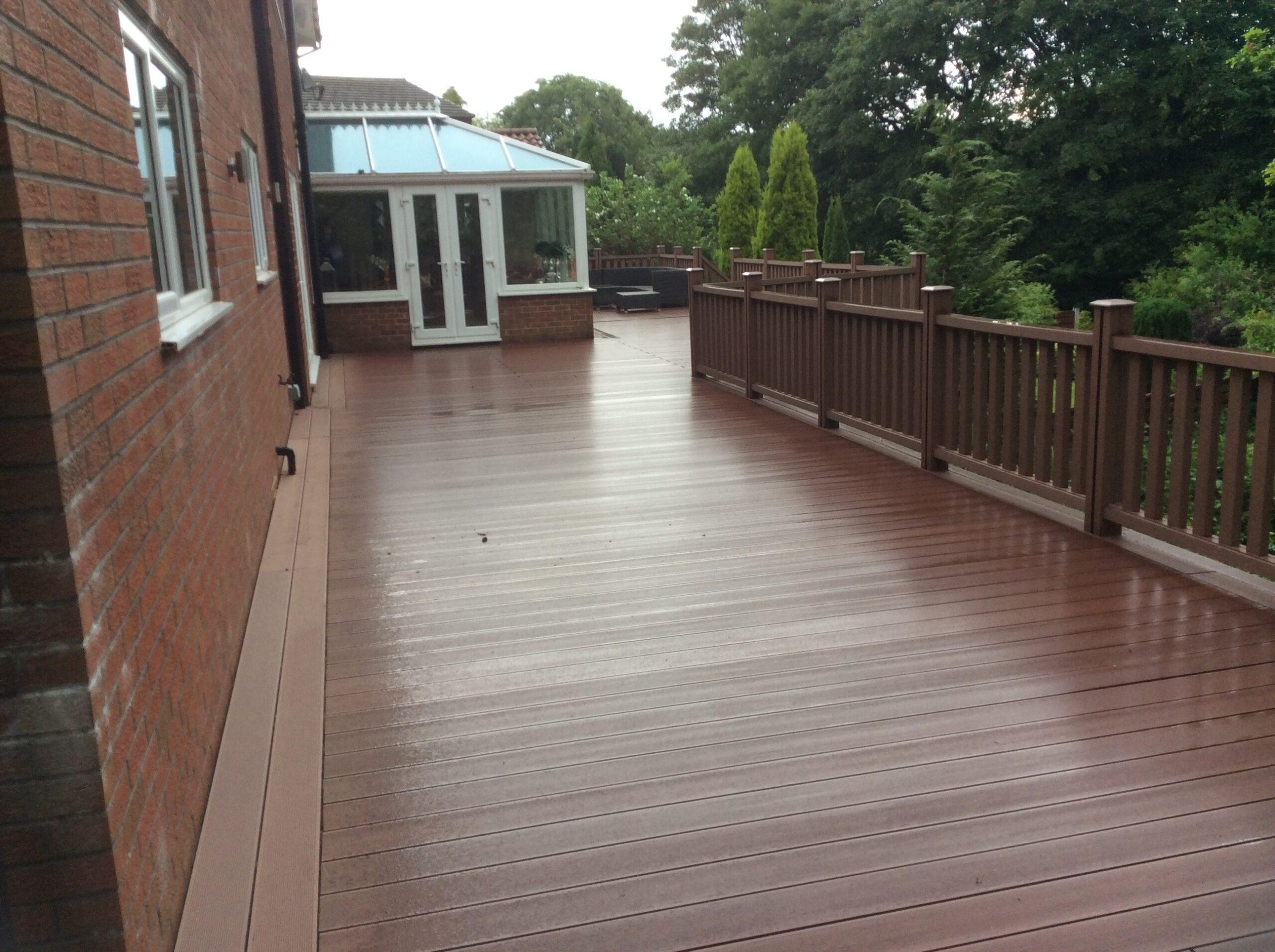 Chocolate Brown Decking With Trees